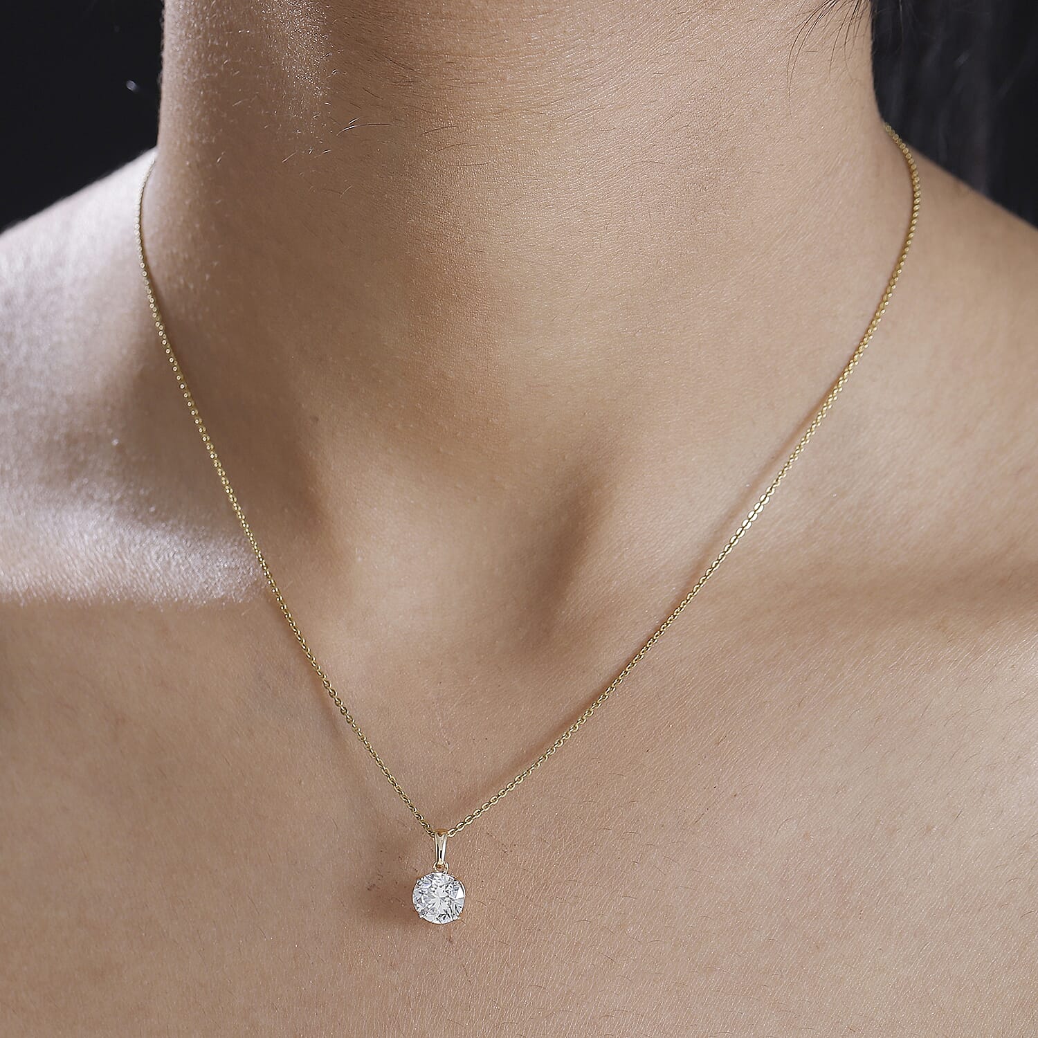 Luxuriant Diamond-1.5 Ct. Lab Grown Diamond Solitaire Pendant in 18K Yellow Gold