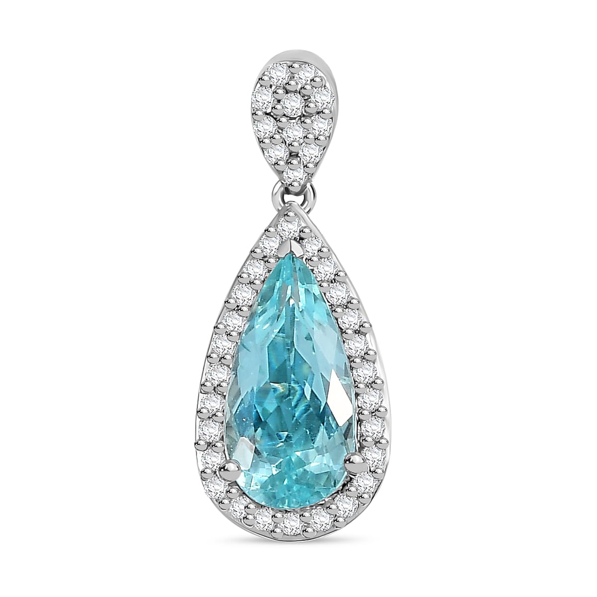 RHAPSODY 950 Platinum AAAA Paraiba Tourmaline & White Diamond VS-E-F Pendant 1.26 Ct.