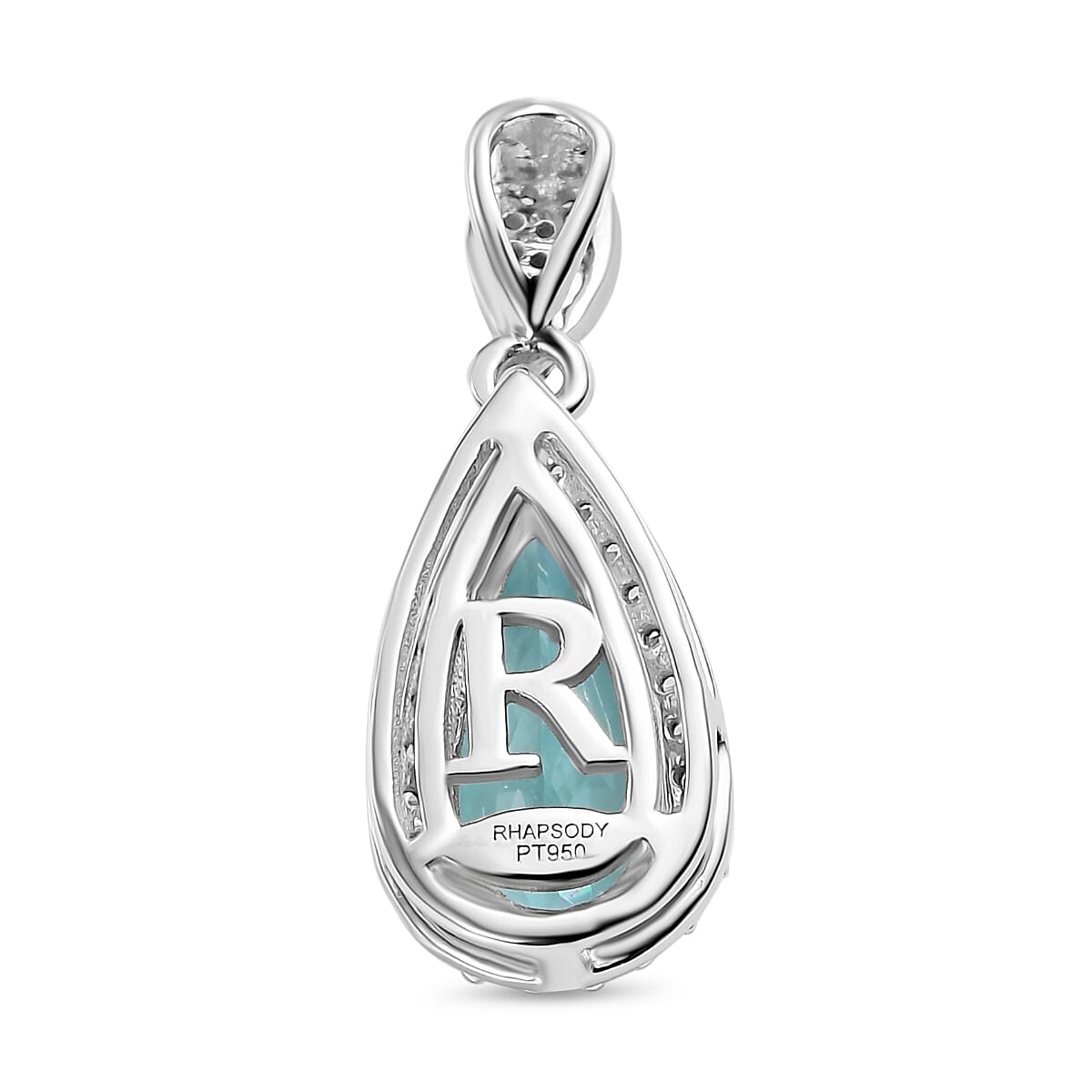 RHAPSODY 950 Platinum AAAA Paraiba Tourmaline & White Diamond VS-E-F Pendant 1.26 Ct.