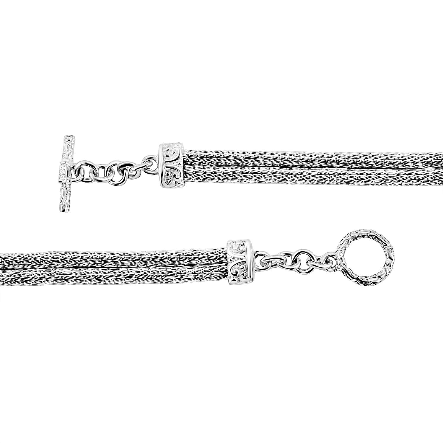 Sterling Silver Bracelet (Size - 7.5) with T - Bar Clasp, Silver Wt. 15.50 Gms. Sterling Silver Bracelet (Size - 7.5) with T - Bar Clasp, Silver Wt. 15.50 Gms.