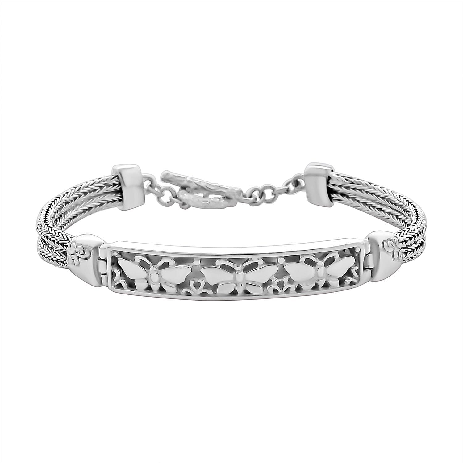 Sterling Silver Bracelet (Size - 7.5) with T - Bar Clasp, Silver Wt. 15.65 Gms.