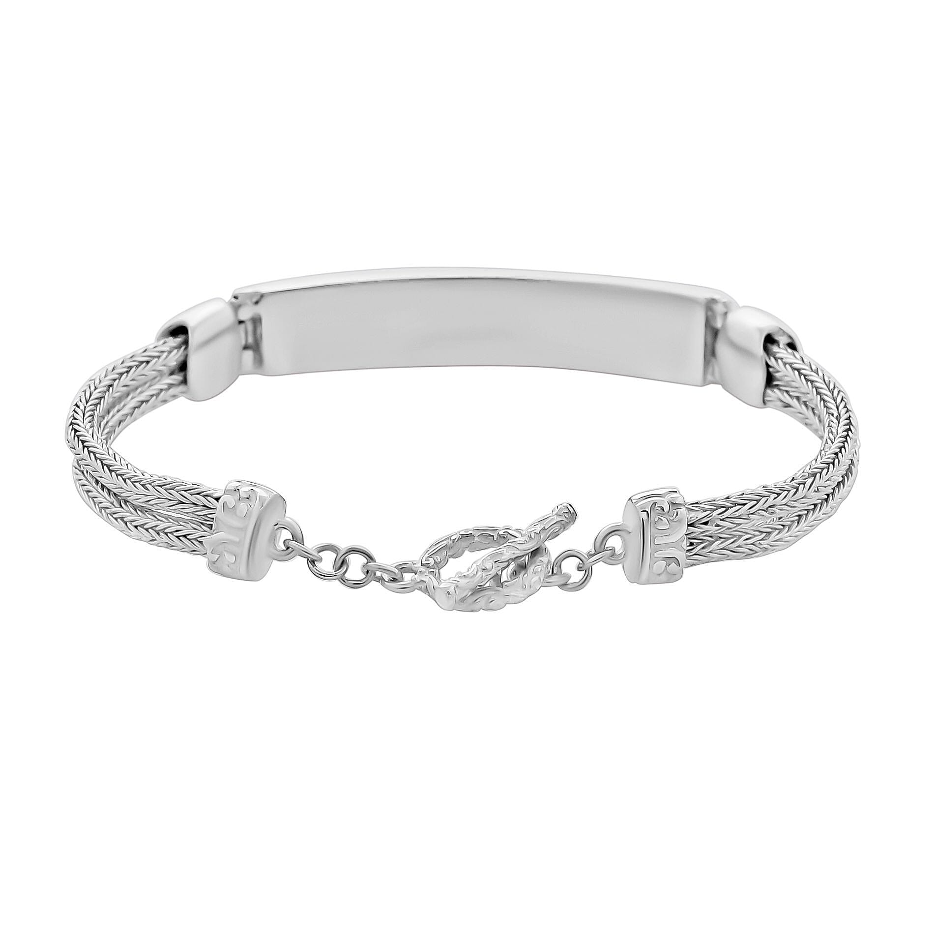 Sterling Silver Bracelet (Size - 7.5) with T - Bar Clasp, Silver Wt. 15.65 Gms.