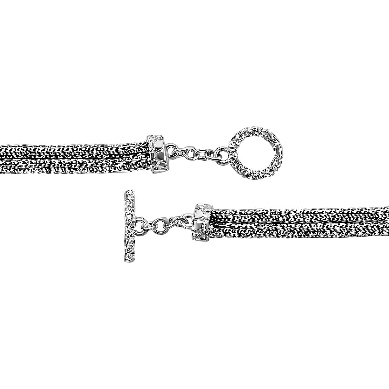 Sterling Silver Bracelet (Size - 7.5) with T - Bar Clasp, Silver Wt. 15.65 Gms.