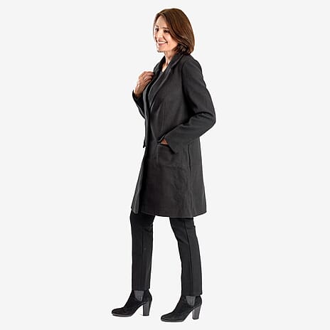 Midlength Knitted Stylish Coat (Size 10) - Black
