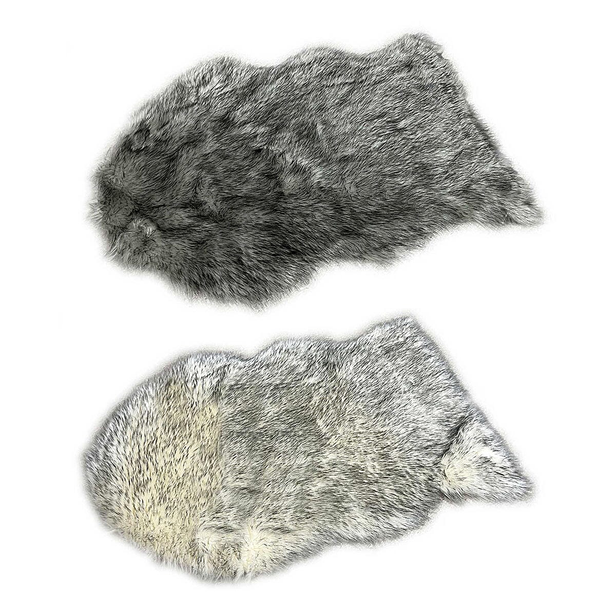 Soft Touch Faux Fur Rug (Size 90x60 cm) - Grey