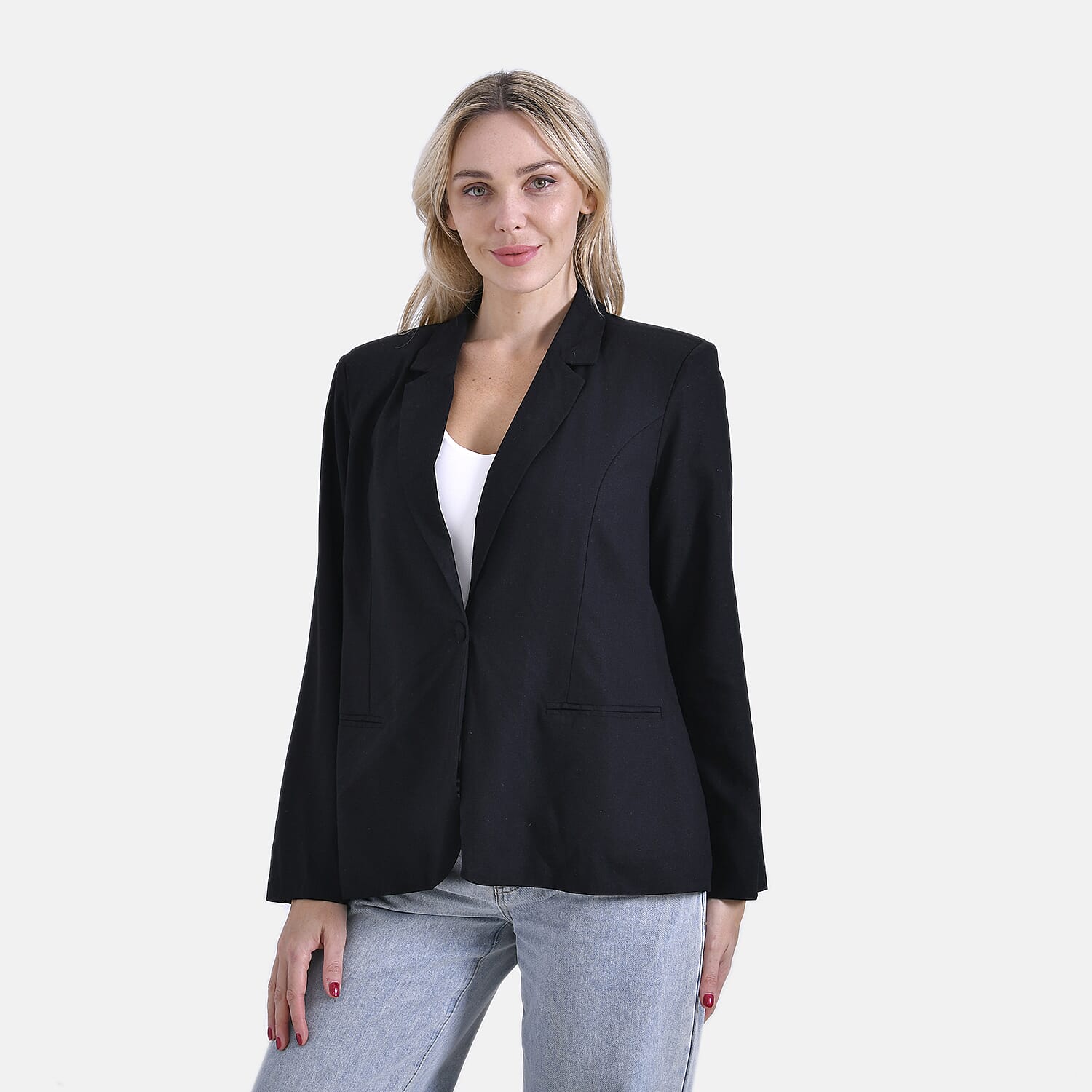 La Marey Classic Linen Blend Long Sleeves Blazer with Notched Collar