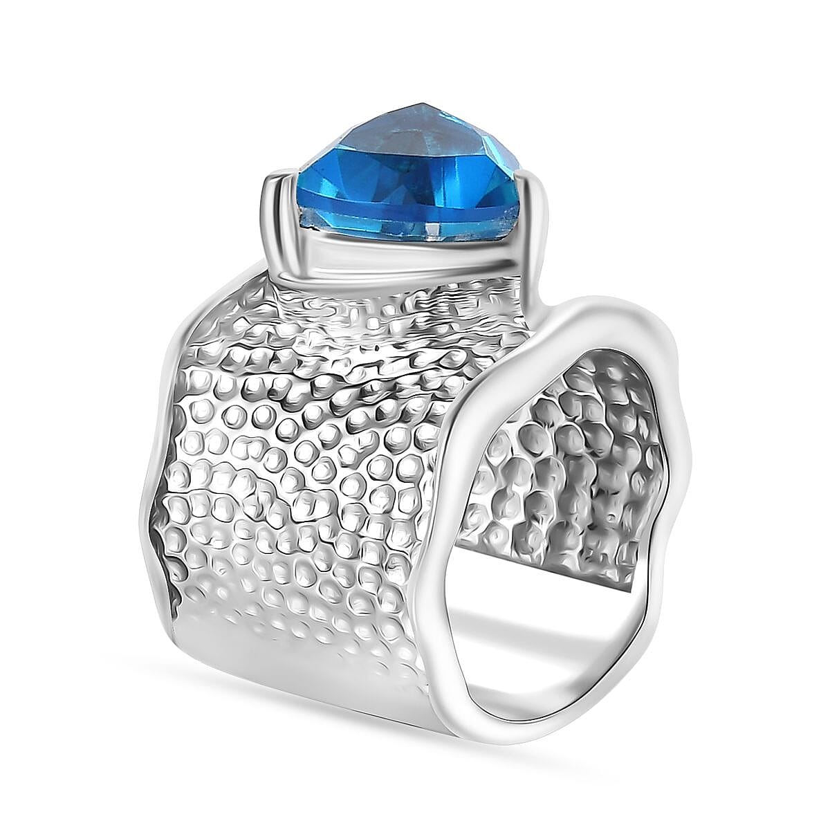 Carribean Quartz Solitaire Ring in Silver Tone 4.80 Ct.