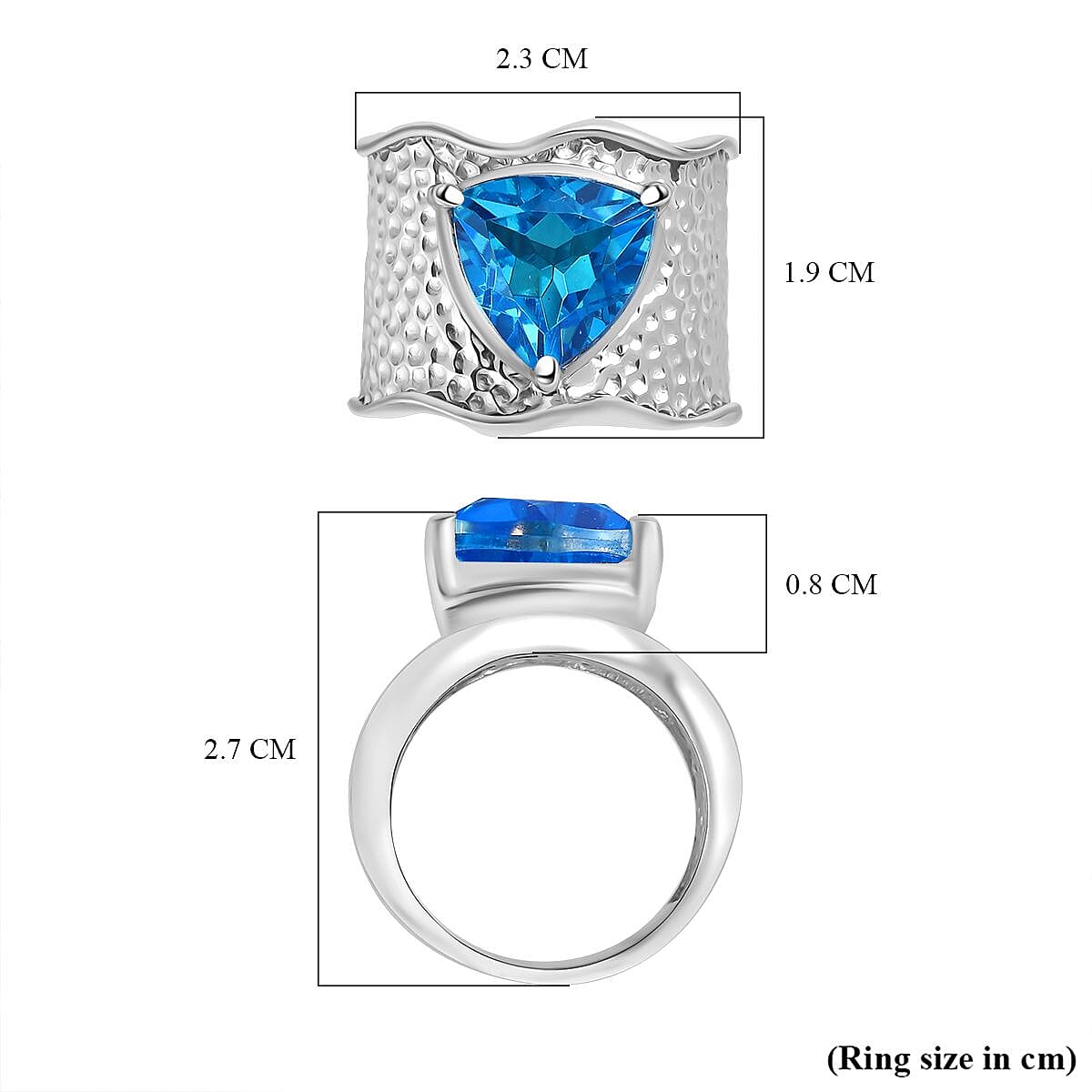 Carribean Quartz Solitaire Ring in Silver Tone 4.80 Ct.