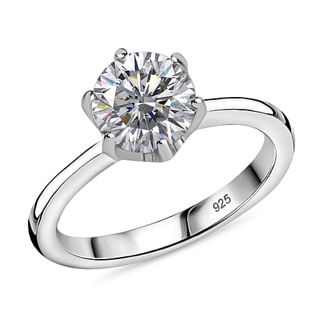 One To Own Unmissable Deal - Premium Strontium Titanate Solitaire Ring in Rhodium Overlay Sterling Silver 3.00 ct.