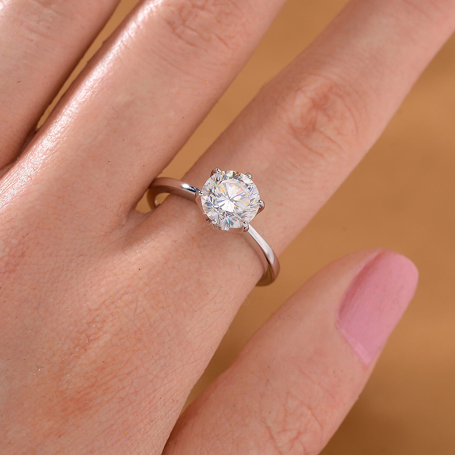 One To Own Unmissable Deal - Premium Strontium Titanate Solitaire Ring in Rhodium Overlay Sterling Silver 3.00 ct.