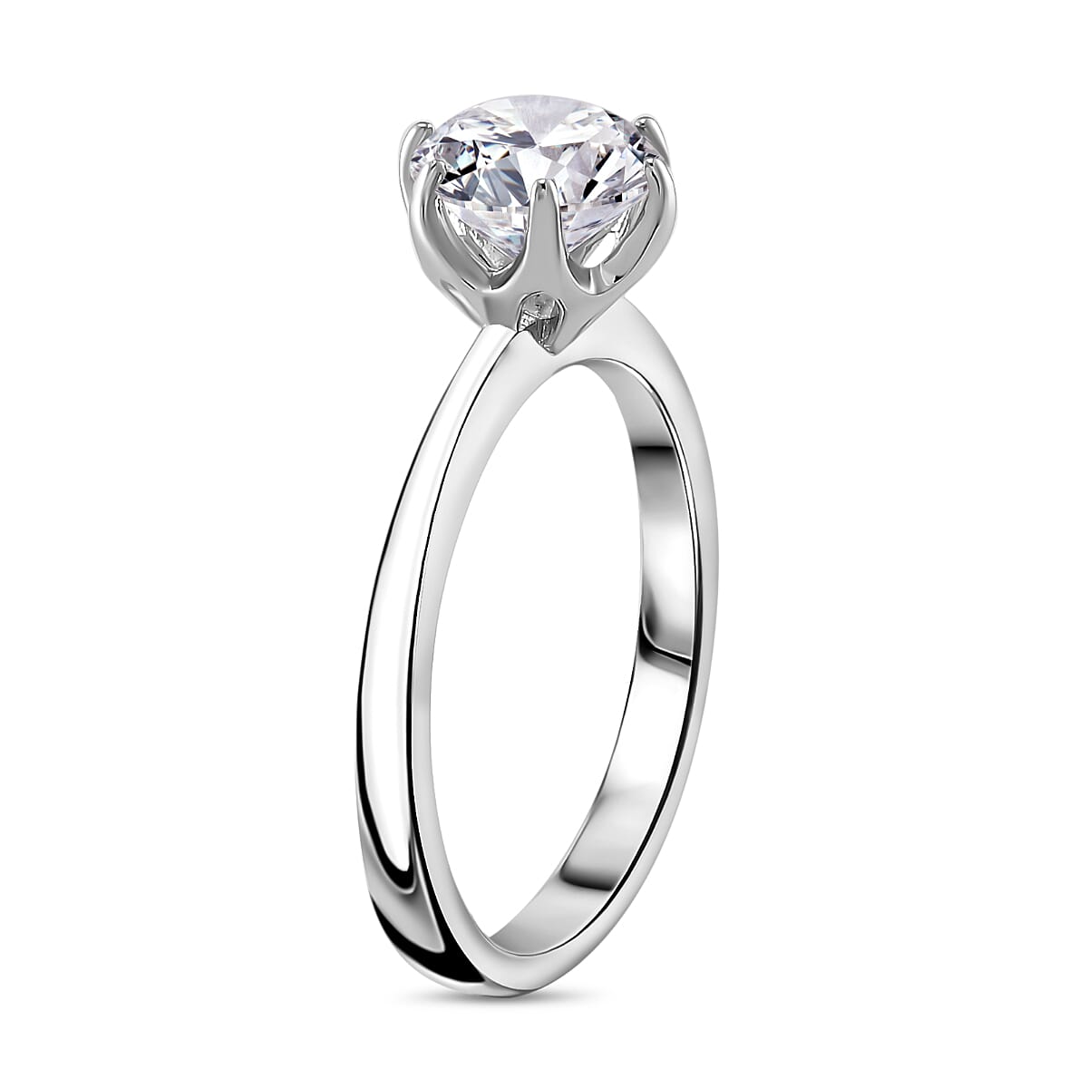 One To Own Unmissable Deal - Premium Strontium Titanate Solitaire Ring in Rhodium Overlay Sterling Silver 3.00 ct.