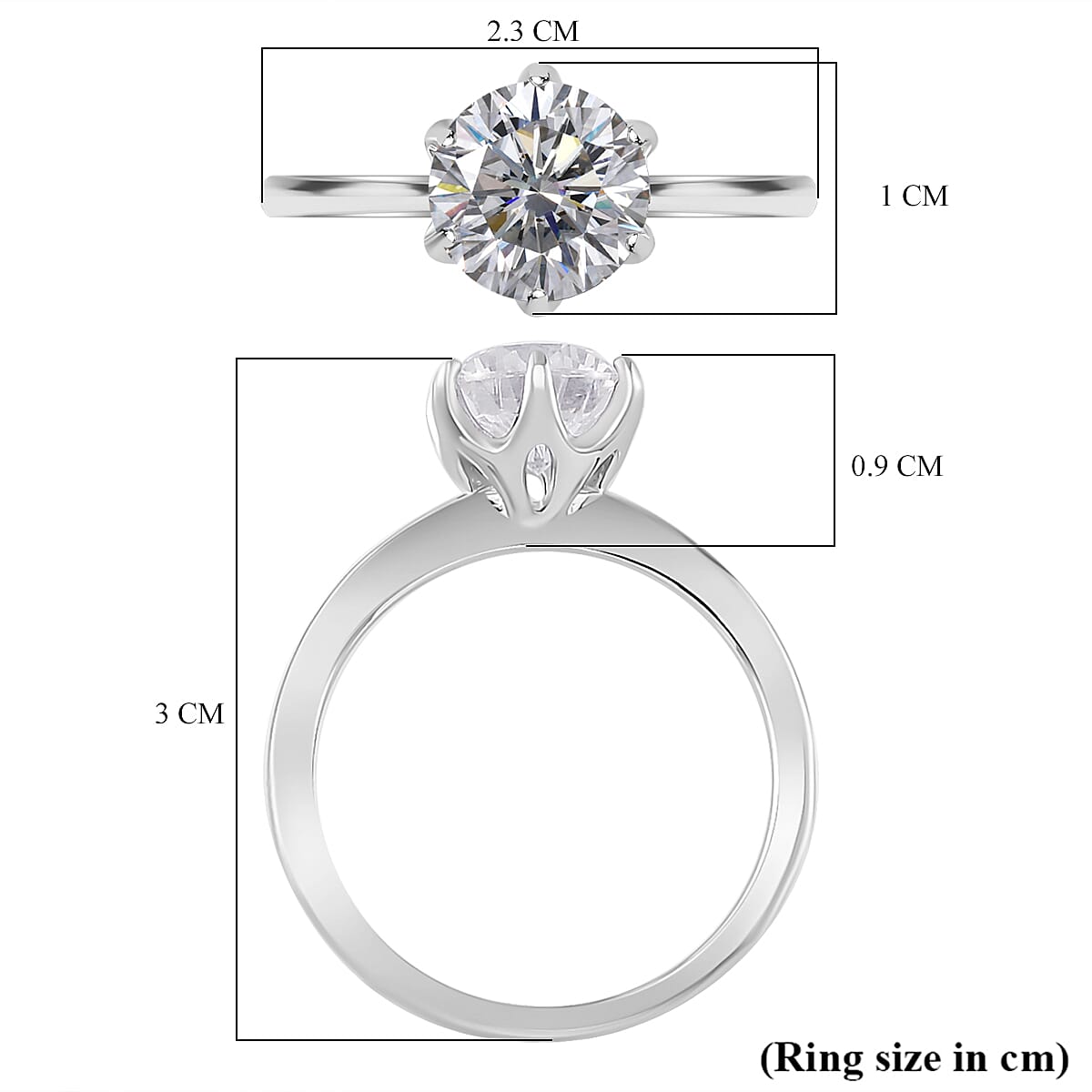 One To Own Unmissable Deal - Premium Strontium Titanate Solitaire Ring in Rhodium Overlay Sterling Silver 3.00 ct.