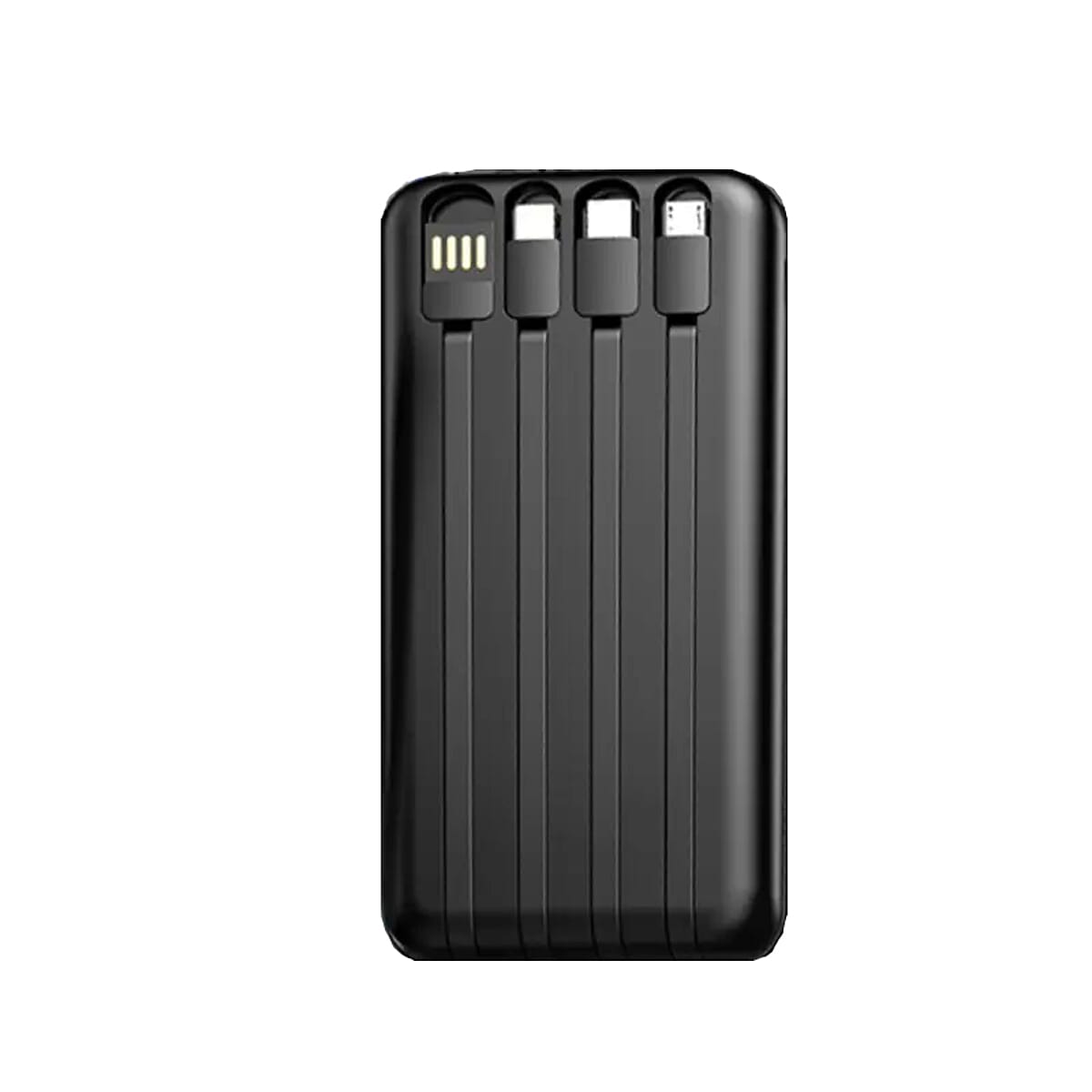 4 in 1 Black Power Bank with Built in Wires - 10000mAh