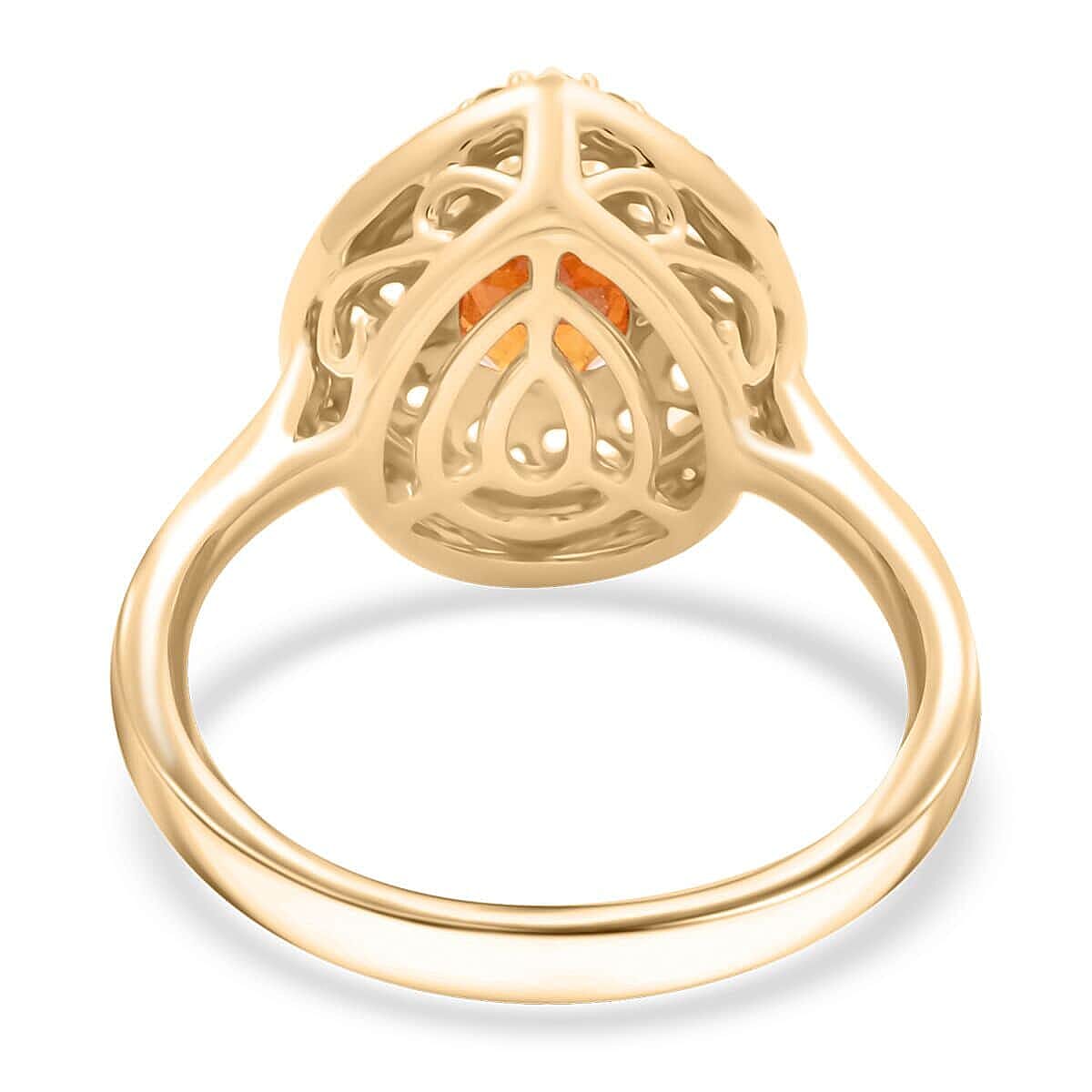 10K Yellow Gold  AAA   Fanta Garnet ,  White Diamond  I2 Ring 1.60 ct,  Gold Wt. 4.09 Gms  1.600  Ct.