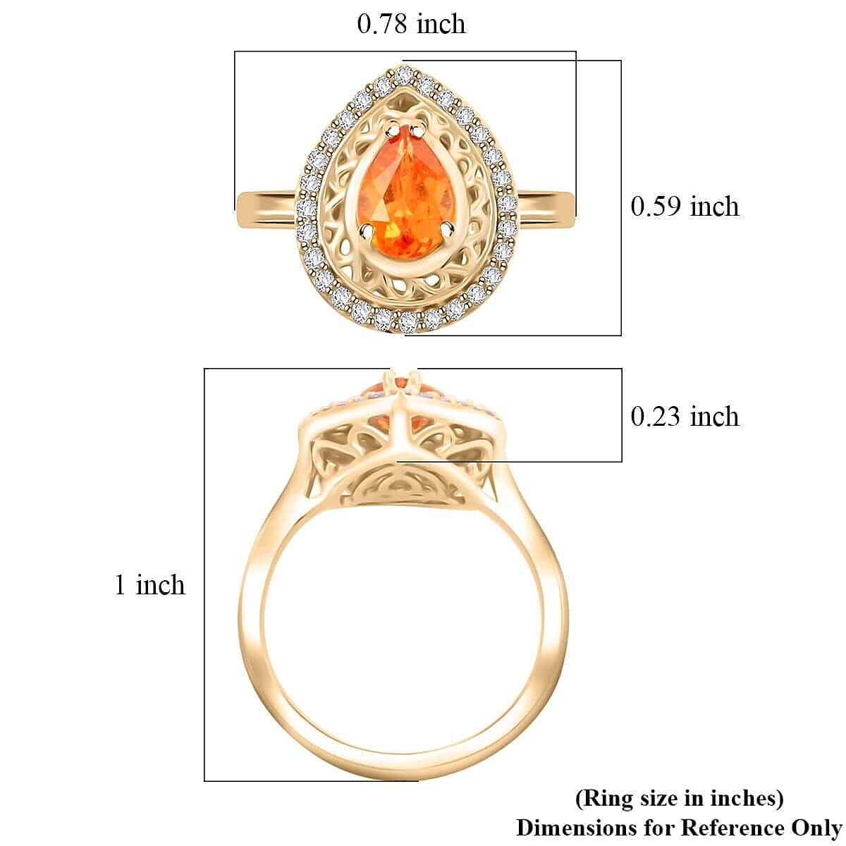 10K Yellow Gold  AAA   Fanta Garnet ,  White Diamond  I2 Ring 1.60 ct,  Gold Wt. 4.09 Gms  1.600  Ct.