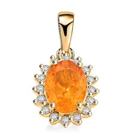 10K Yellow Gold  AAA   Fanta Garnet ,  White Diamond  I2 Pendant 1.90 ct,  Gold Wt. 1.12 Gms  1.900  Ct.