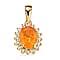 Appraised and Certified 1.71 Ct. Fanta Garnet, Diamond Halo Pendant in 10K Yellow Gold