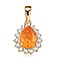 Appraised and Certified 1.71 Ct. Fanta Garnet, Diamond Halo Pendant in 10K Yellow Gold