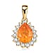 Appraised and Certified 1.9 Ct. Fanta Garnet, Diamond Halo Pendant in 10K Yellow Gold