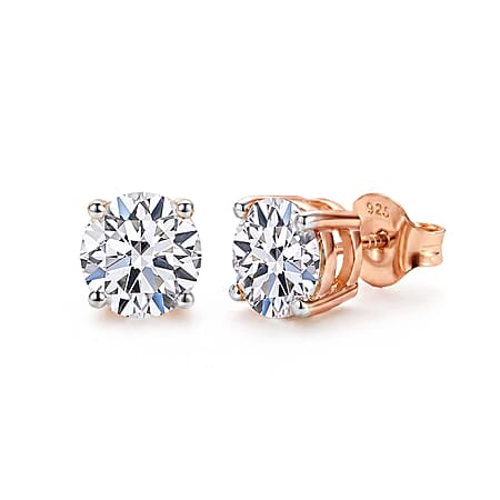 LUXURIANT 1 Ct. Lab Grown Diamond Solitaire Stud Push Back Earrings 18K Vermeil Rose Gold Over Sterling Silver LUXURIANT 1 Ct. Lab Grown Diamond Solitaire Stud Push Back Earrings 18K Vermeil Rose Gold Over Sterling Silver