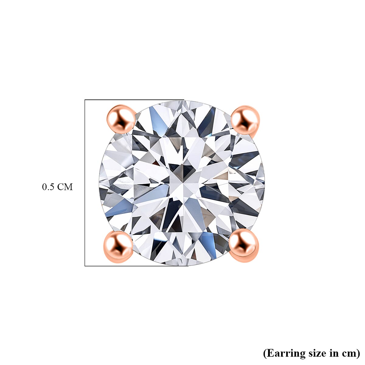 Luxuriant - Lab Grown Diamond (SI-GH) Solitaire Stud Push Back Earrings 18K Vermeil Rose Gold Plated Sterling Silver 1.00 Ct.