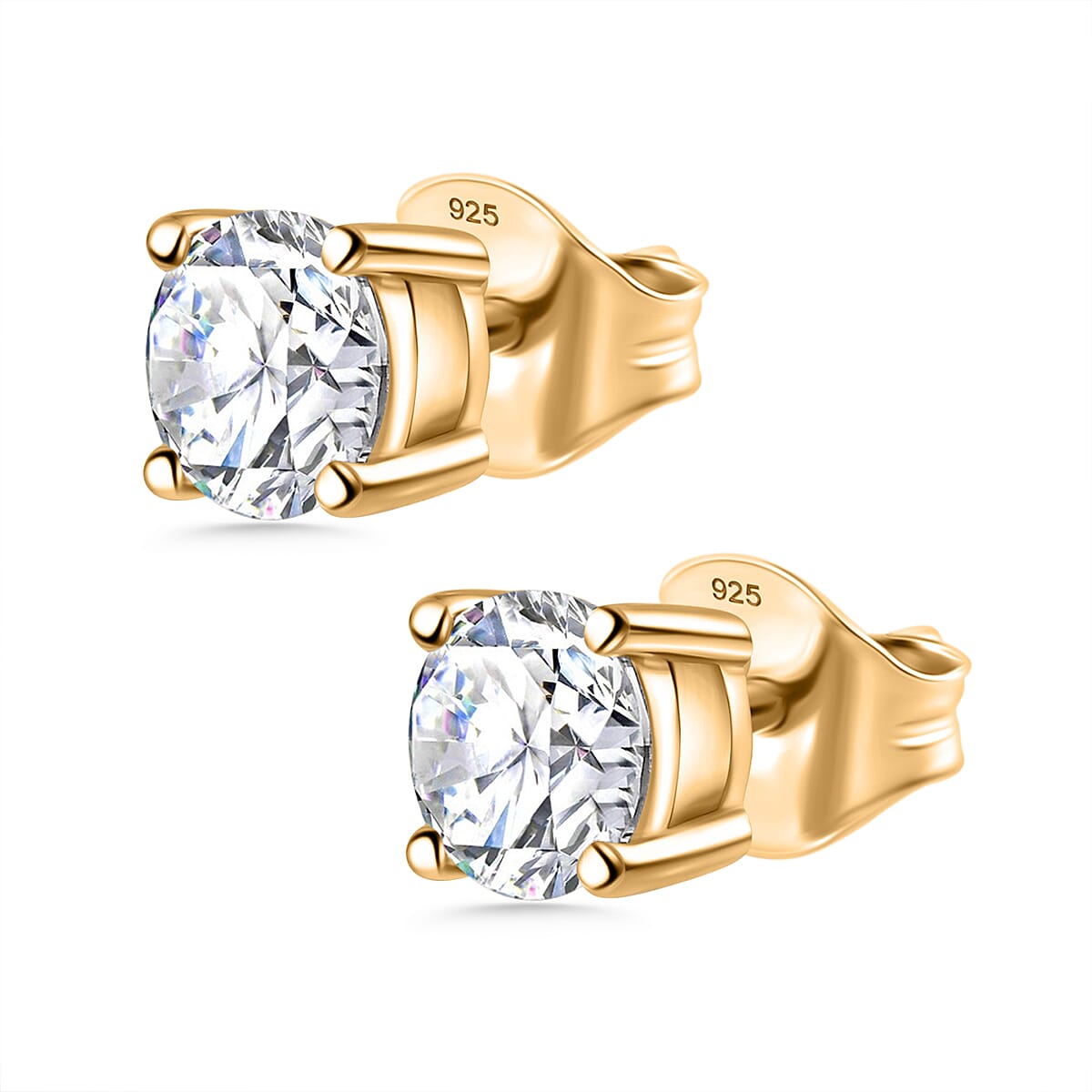 Luxuriant - Lab Grown Diamond (SI-GH) Solitaire Stud Push Back Earring in 18K Vermeil Yellow Gold Plated Sterling Silver 1.00 Ct.