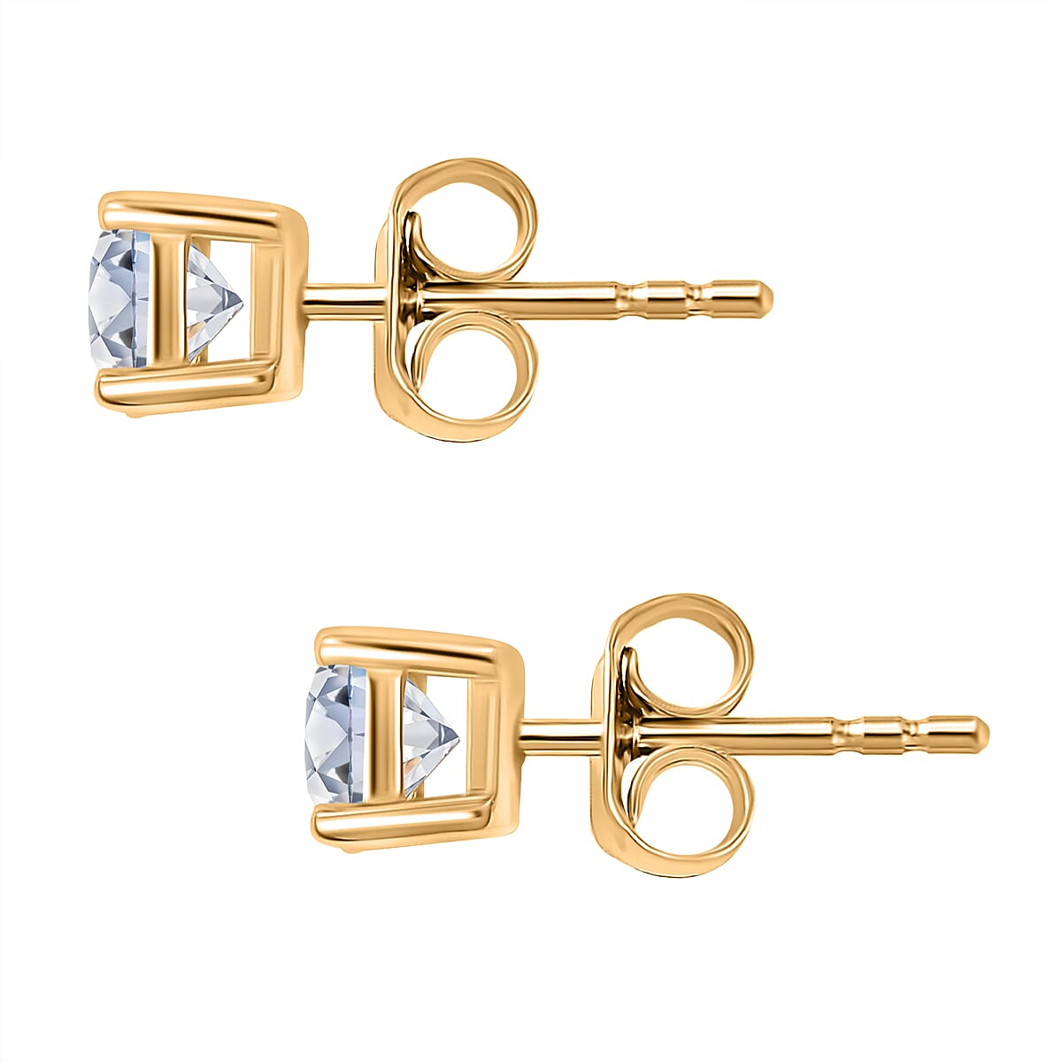 Luxuriant - Lab Grown Diamond (SI-GH) Solitaire Stud Push Back Earring in 18K Vermeil Yellow Gold Plated Sterling Silver 1.00 Ct.