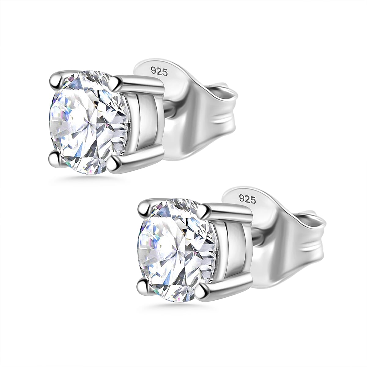 Luxuriant - Lab Grown Diamond (SI-GH) Solitaire Stud Push Back Earring in Rhodium Overlay Sterling Silver 1.00 Ct.