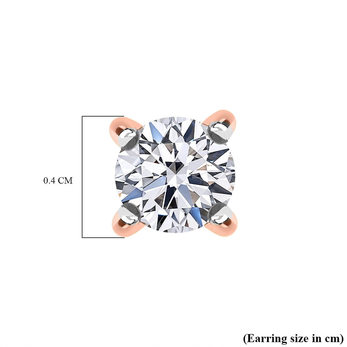 Luxuriant Lab Grown Diamond (SI-GH) Solitaire Stud Push Back Earrings in 18K Vermeil Rose Gold Plated Sterling Silver 0.51 Ct.