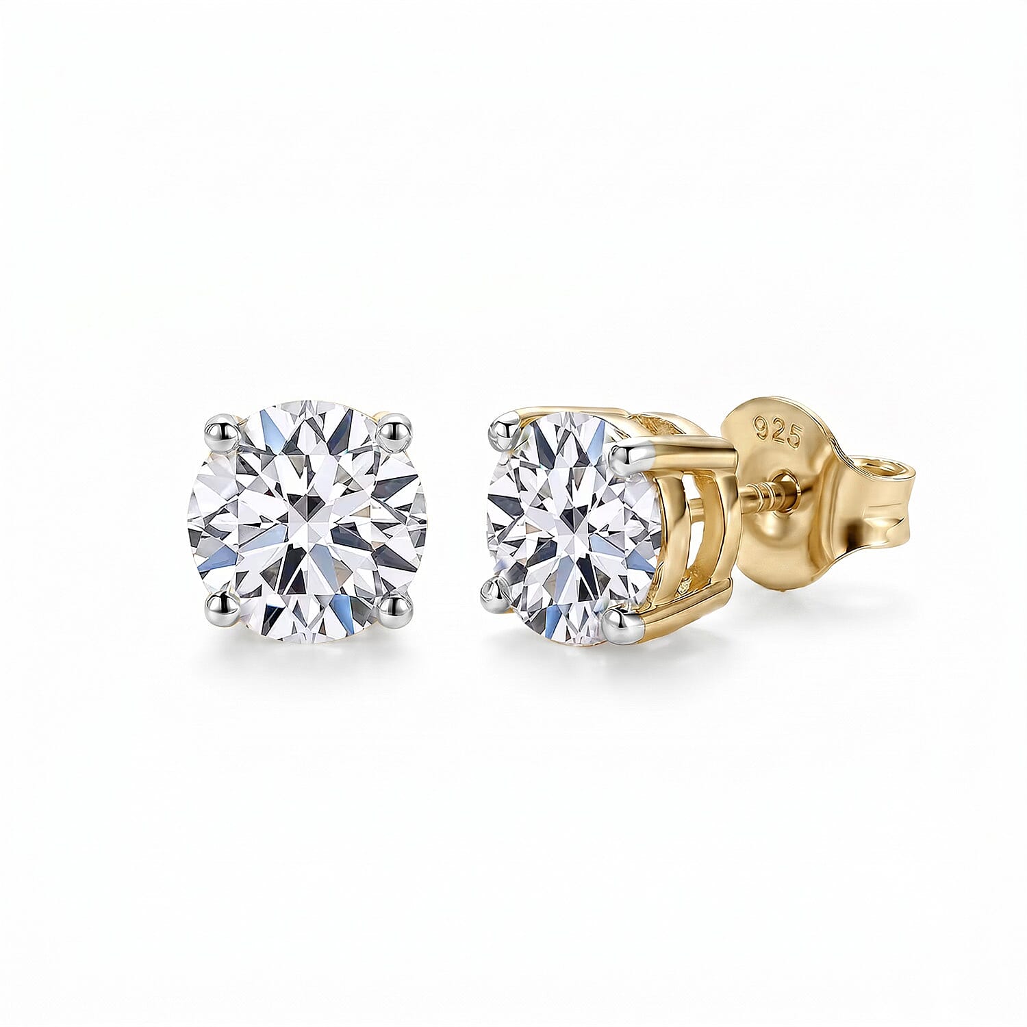 Luxuriant Lab Grown Diamond (SI-GH) Solitaire Stud Push Back Earring in 18K Vermeil Yellow Gold Plated Sterling Silver 0.50 Ct.