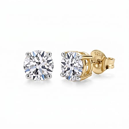 LUXURIANT 0.5 Ct. Lab Grown Diamond Solitaire Stud Push Back Earring in 18K Vermeil Yellow Gold Over Sterling Silver LUXURIANT 0.5 Ct. Lab Grown Diamond Solitaire Stud Push Back Earring in 18K Vermeil Yellow Gold Over Sterling Silver