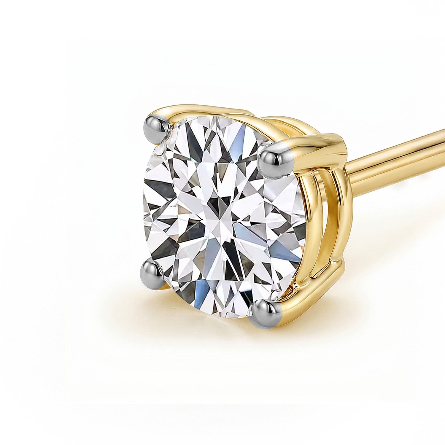 Luxuriant Lab Grown Diamond (SI-GH) Solitaire Stud Push Back Earring in 18K Vermeil Yellow Gold Plated Sterling Silver 0.50 Ct.