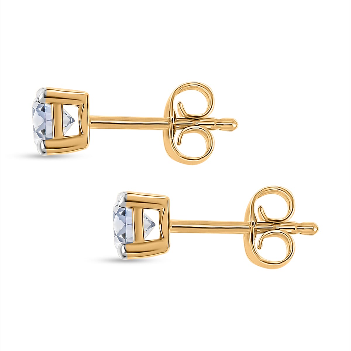 Luxuriant Lab Grown Diamond (SI-GH) Solitaire Stud Push Back Earring in 18K Vermeil Yellow Gold Plated Sterling Silver 0.50 Ct.