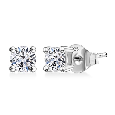 Luxuriant Diamond 0.5 Ct. Lab Grown Diamond Solitaire Stud Earrings in Rhodium Sterling Silver