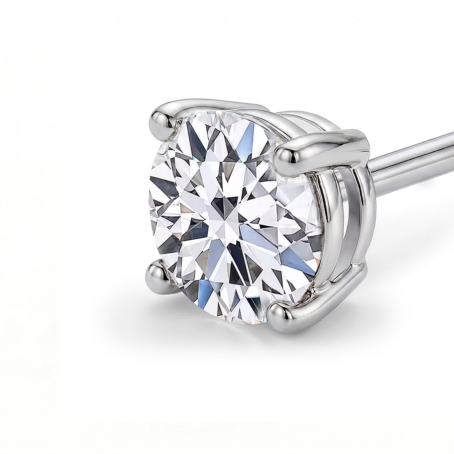 Luxuriant Lab Grown Diamond (SI-GH) Solitaire Stud Push Back Earring in Rhodium Overlay Sterling Silver 0.51 Ct.