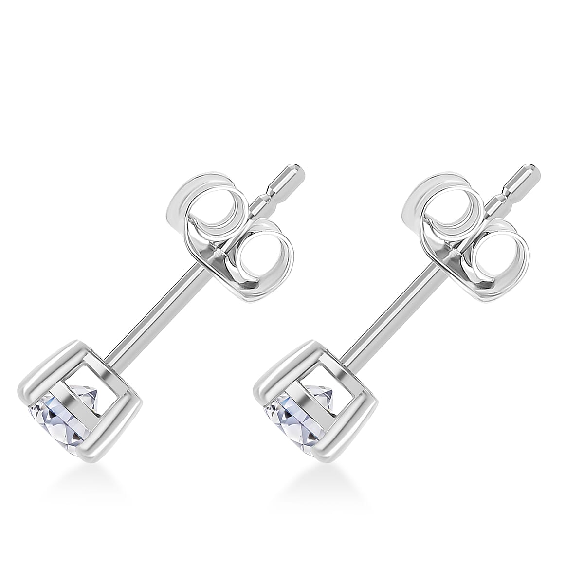 Luxuriant Lab Grown Diamond (SI-GH) Solitaire Stud Push Back Earring in Rhodium Overlay Sterling Silver 0.51 Ct.