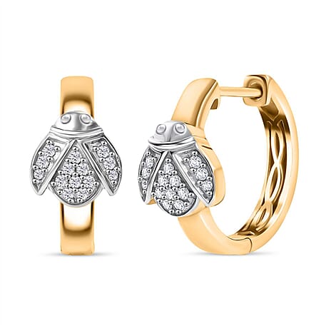 GP Trionfo Collection - Moissanite, Blue Sapphire Hoop Earring in 18K Vermeil Yellow Gold Plated Sterling Silver