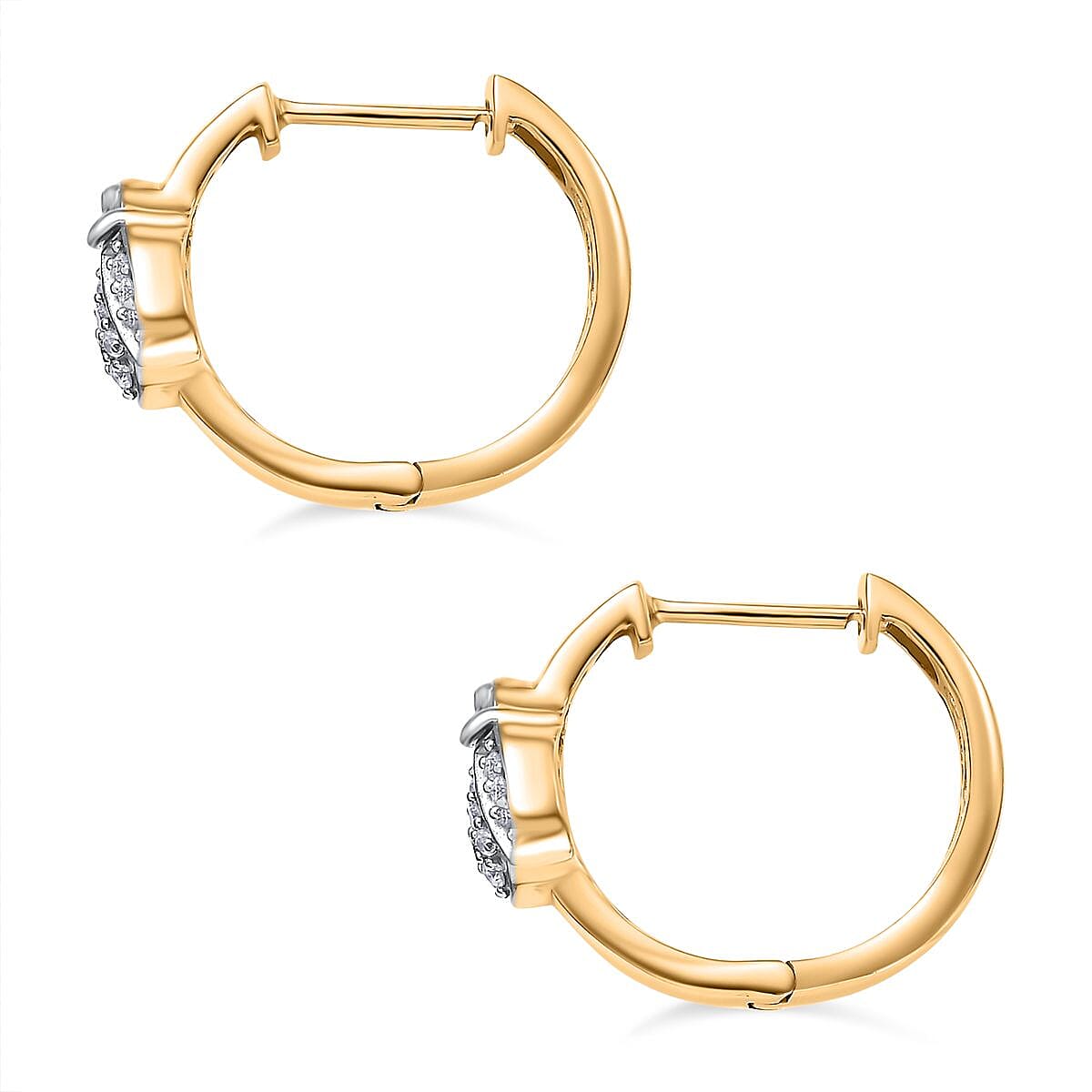 GP Trionfo Collection - Moissanite, Blue Sapphire Hoop Earring in 18K Vermeil Yellow Gold Plated Sterling Silver