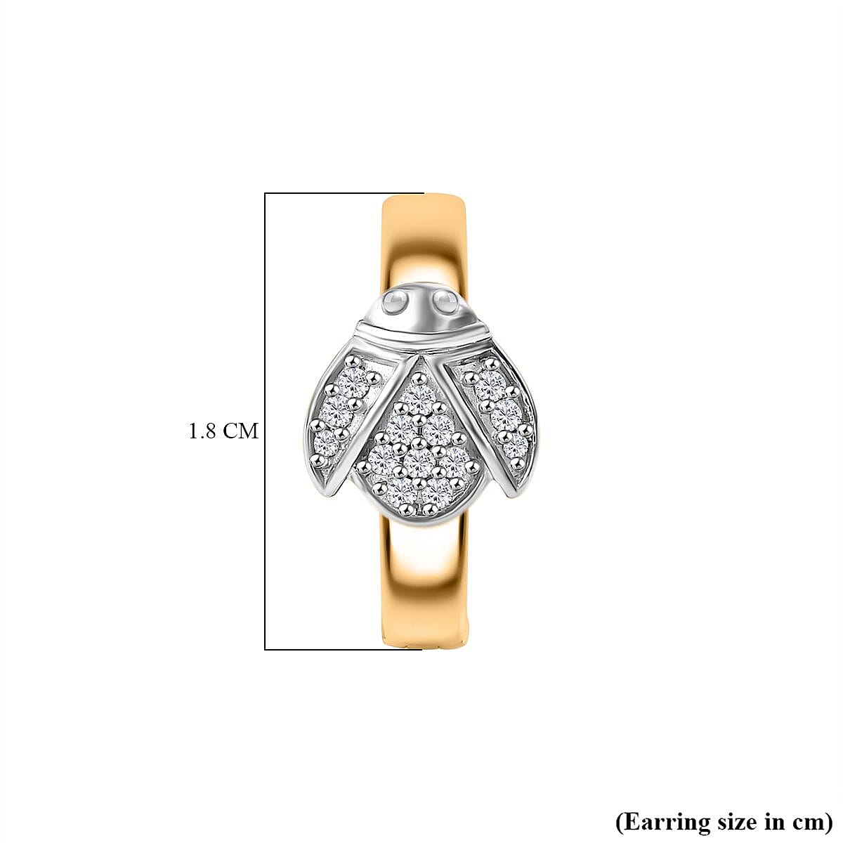 GP Trionfo Collection - Moissanite, Blue Sapphire Hoop Earring in 18K Vermeil Yellow Gold Plated Sterling Silver