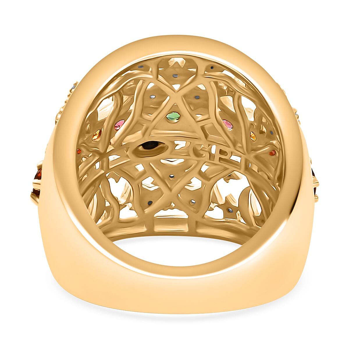 GP Celestial Collection - Multi-Tourmaline,Blue Sapphire & White Zircon Cluster Ring in 18K Vermeil Yellow Gold Plated Rodium Overlay Sterling 1.40 Ct GP Celestial Collection - Multi-Tourmaline,Blue Sapphire & White Zircon Cluster Ring in 18K Vermeil Yellow Gold Plated Rodium Overlay Sterling 1.40 Ct