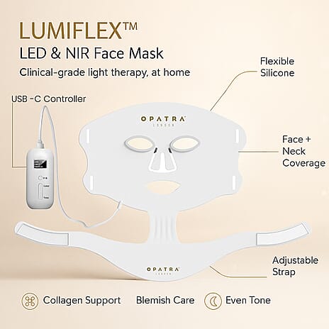 Opatra LumiFlex LED & NIR Face Mask With Neck Strap - Lifetime Warranty