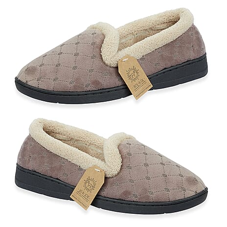 Jo & Joe Ladies Slipper (Size 4) - Grey & Brown