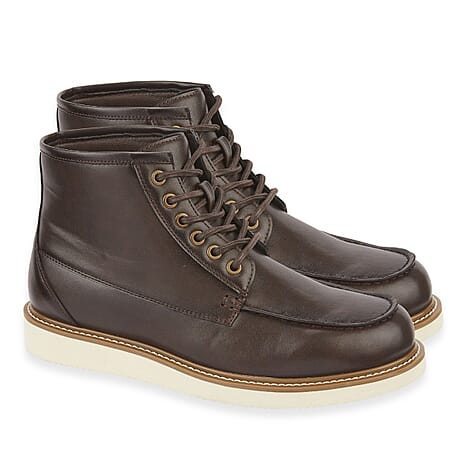 Charles Southwell Mens LANGFORD Lace-up Apron Front Boots (Size 7) - Brown