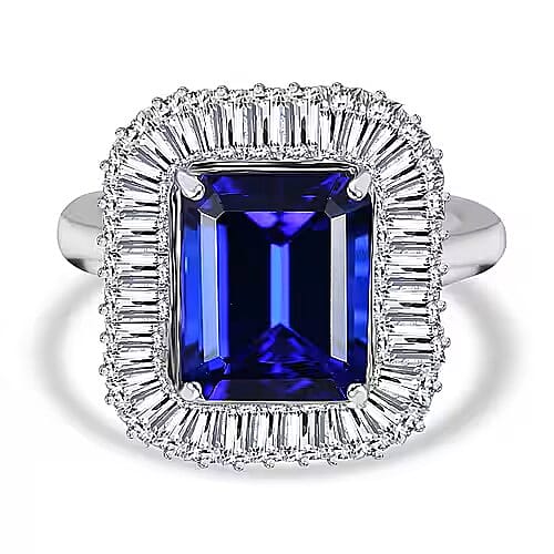 RHAPSODY 950 Platinum AAAA Tanzanite 8.00 Ct and White Diamond 1.70 Ct VS EF Ring 9.70 ct Platinum Wt. 9.41 Gms 7959027 TJC