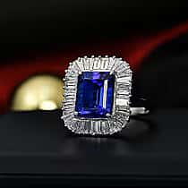 RHAPSODY 950 Platinum  AAAA Tanzanite (8.00 Ct) and White Diamond (1.70 Ct) VS-EF Ring 9.70 ct Platinum Wt. 9.41 Gms