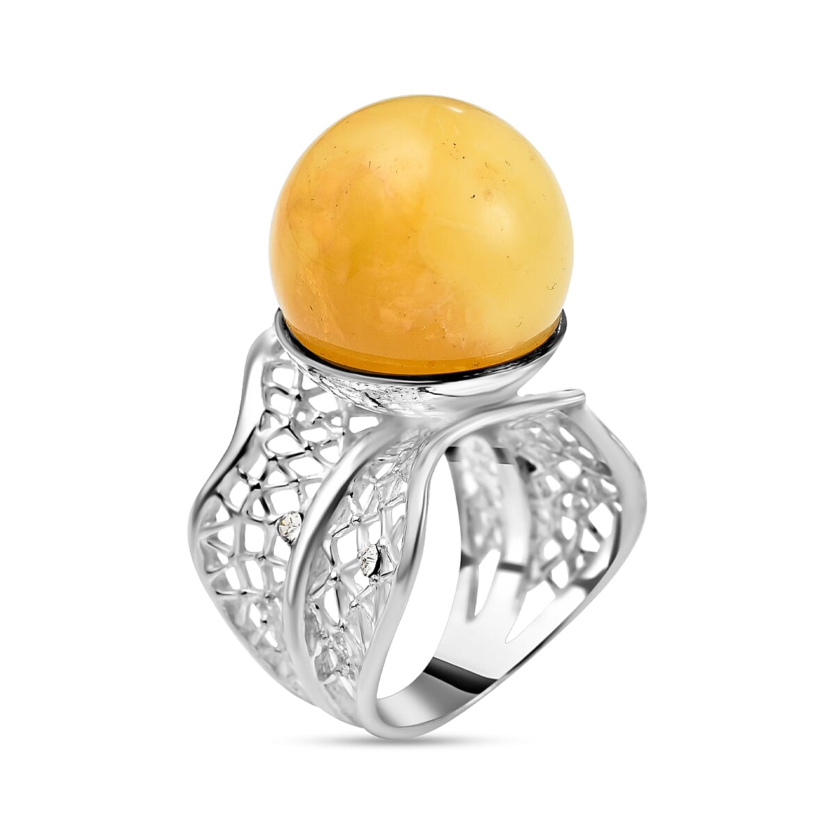 Amber  Ring  Sterling Silver 4.00 ct,  Silver Wt. 7.7 Gms  4.000  Ct.