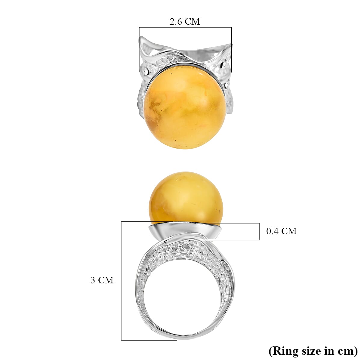 Amber  Ring  Sterling Silver 4.00 ct,  Silver Wt. 7.7 Gms  4.000  Ct.