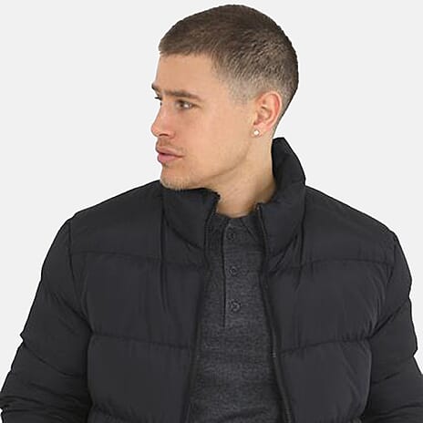 Brave Soul Mens Padded Longline Jacket (Size M) - Black