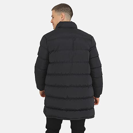 Brave Soul Mens Padded Longline Jacket (Size M) - Black