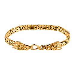 Royal Bali Collection - 22K Vermeil Yellow Gold Plated Sterling Silver Dragon Head Bracelet (Size - 7.5), Silver Wt. 31.95 Gms.